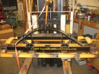 Welding in a new pivot tube on a Meyer snow plow